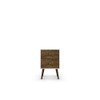 Manhattan Comfort 204AMC69 Liberty Mid-Century - Modern Nightstand 2.0 with 2 Full Extension Drawers in White and Rustic Brown with Solid Wood Legs
