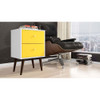 Manhattan Comfort 204AMC63 Liberty Mid-Century - Modern Nightstand 2.0 with 2 Full Extension Drawers in White and Yellow with Solid Wood Legs