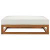 Modway Newbury Outdoor Patio Premium Grade A Teak Wood Ottoman EEI-3422-NAT-WHI Natural White