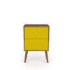 Manhattan Comfort 204AMC94 Liberty Mid-Century - Modern Nightstand 2.0 with 2 Full Extension Drawers in Rustic Brown and Yellow