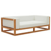 Modway Newbury Accent Lounge Outdoor Patio Premium Grade A Teak Wood Sofa EEI-3423-NAT-WHI Natural White