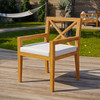 Modway Northlake Outdoor Patio Premium Grade A Teak Wood Dining Armchair EEI-3426-NAT-WHI Natural White