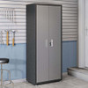Manhattan Comfort 1GMCF Fortress Textured Metal 75.4" Garage Cabinet with 4 Adjustable Shelves in Grey