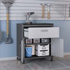 Manhattan Comfort 2GMCC Fortress Textured Metal 31.5" Garage Mobile Cabinet with 1 Full Extension Drawer and 2 Adjustable Shelves in Grey