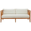 Modway Northlake Outdoor Patio Premium Grade A Teak Wood Sofa EEI-3427-NAT-WHI Natural White