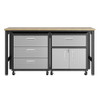 Manhattan Comfort 18GMC 3-Piece Fortress Mobile Space-Saving Steel Garage Cabinet and Worktable 5.0 in Grey