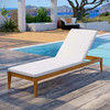 Modway Northlake Outdoor Patio Premium Grade A Teak Wood Chaise Lounge EEI-3429-NAT-WHI Natural White