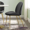 Modway Scoop Gold Stainless Steel Leg Performance Velvet Dining Chair EEI-3548-BLK Black