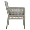 Modway Aura Dining Armchair Outdoor Patio Wicker Rattan Set of 2 EEI-3561-GRY-GRY Gray Gray