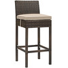 Modway Conduit Bar Stool Outdoor Patio Wicker Rattan Set of 4 EEI-3601-BRN-BEI Brown Beige