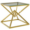 Modway Point 25.5" Brushed Gold Metal Stainless Steel Side Table EEI-3611-GLD Gold