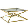 Modway Point 39.5" Brushed Gold Metal Stainless Steel Coffee Table EEI-3612-GLD Gold