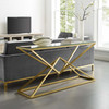 Modway Point 59" Brushed Gold Metal Stainless Steel Console Table EEI-3613-GLD Gold