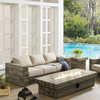 Modway Manteo Rustic Coastal Outdoor Patio Sunbrella® Sofa and Fire Pit Set EEI-3654-LGR-BEI-SET Light Gray Beige