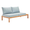 Modway Freeport Karri Wood Outdoor Patio Loveseat with Left-Facing Side End Table EEI-3692-NAT-LBU Natural Light Blue