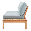 Modway Freeport Karri Wood Outdoor Patio Loveseat with Left-Facing Side End Table EEI-3692-NAT-LBU Natural Light Blue