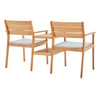 Modway Viewscape Outdoor Patio Ash Wood Jack and Jill Chair Set EEI-3710-NAT-TAU Natural Taupe