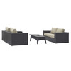 Modway Convene 4 Piece Set Outdoor Patio with Fire Pit EEI-3725-EXP-BEI-SET Espresso Beige