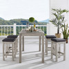 Modway Wiscasset 5 Piece Outdoor Patio Acacia Wood Bar Set EEI-3759-LGR-SET Light Gray