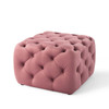 Modway Amour Tufted Button Square Performance Velvet Ottoman EEI-3776-DUS Dusty Rose