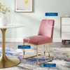 Modway Amplify Sled Base Performance Velvet Dining Side Chair EEI-3810-GLD-DUS Gold Dusty Rose