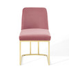 Modway Amplify Sled Base Performance Velvet Dining Side Chair EEI-3810-GLD-DUS Gold Dusty Rose