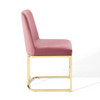 Modway Amplify Sled Base Performance Velvet Dining Side Chair EEI-3810-GLD-DUS Gold Dusty Rose