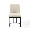 Modway Amplify Sled Base Upholstered Fabric Dining Side Chair EEI-3811-BLK-BEI Black Beige
