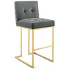 Modway Privy Gold Stainless Steel Performance Velvet Bar Stool EEI-3856-GLD-CHA Gold Charcoal