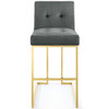 Modway Privy Gold Stainless Steel Performance Velvet Bar Stool EEI-3856-GLD-CHA Gold Charcoal