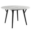 MODWAY Gallant 50" Round Performance Artificial Marble Dining Table Black White EEI-5509-BLK-WHI