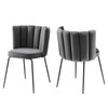 MODWAY Virtue Performance Velvet Dining Chair Set of 2 Black Gray EEI-4675-BLK-GRY