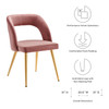 MODWAY Marciano Performance Velvet Dining Chair Gold Dusty Rose EEI-4680-GLD-DUS