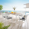 Modway Baxley 7 Piece Outdoor Patio Aluminum Dining Set EEI-3965-WHI-GRY White Gray