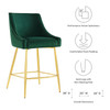 MODWAY Discern Performance Velvet Counter Stool Green EEI-5474-GRN