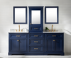 Design Element Milano 96" Double Sink Bathroom Vanity Modular Set in Blue with White Quartz Top ML-96MC-BLU