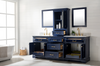 Design Element Milano 96" Double Sink Bathroom Vanity Modular Set in Blue with White Quartz Top ML-96MC-BLU