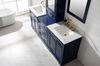 Design Element Milano 96" Double Sink Bathroom Vanity Modular Set in Blue with White Quartz Top ML-96MC-BLU