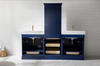 Design Element Milano 96" Double Sink Bathroom Vanity Modular Set in Blue with White Quartz Top ML-96MC-BLU