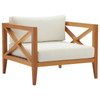 Modway Northlake Outdoor Patio Premium Grade A Teak Wood Armchair Set of 2 EEI-4041-NAT-WHI Natural White