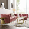 Modway Entertain Vertical Channel Tufted Performance Velvet Sofa and Armchair Set EEI-4086-DUS-SET Dusty Rose