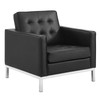 Modway Loft Tufted Upholstered Faux Leather Loveseat and Armchair Set EEI-4102-SLV-BLK-SET Silver Black