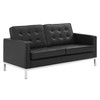 Modway Loft Tufted Upholstered Faux Leather Loveseat and Armchair Set EEI-4102-SLV-BLK-SET Silver Black