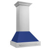 ZLINE 30" Stainless Steel Range Hood with Blue Matte Shell and Stainless Steel Handle