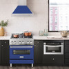 ZLINE 30" Stainless Steel Range Hood with Blue Matte Shell and Stainless Steel Handle