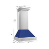 ZLINE 30" Stainless Steel Range Hood with Blue Matte Shell and Stainless Steel Handle