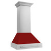 ZLINE 30" Stainless Steel Range Hood with Red Gloss Shell and Stainless Steel Handle