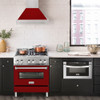 ZLINE 30" Stainless Steel Range Hood with Red Gloss Shell and Stainless Steel Handle