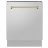 ZLINE Autograph Edition 24" 3rd Rack Top Control Tall Tub Dishwasher in Stainless Steel with Champagne Bronze Handle, 51dBa (DWVZ-304-24-CB)