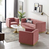 Modway Sanguine 3 Piece Vertical Channel Tufted Upholstered Performance Velvet Set EEI-4144-DUS-SET Dusty Rose